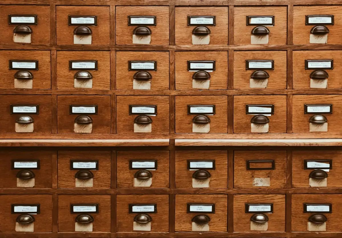 Oak drawer cabinet at an archives center